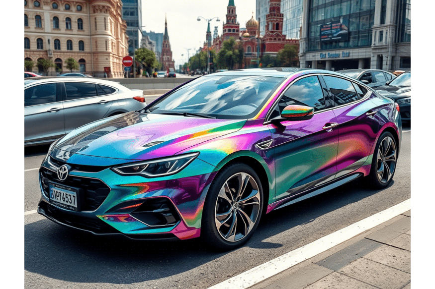 Оклейка авто пленкой хамелеон в детейлинг центре SA CarLounge в Москве