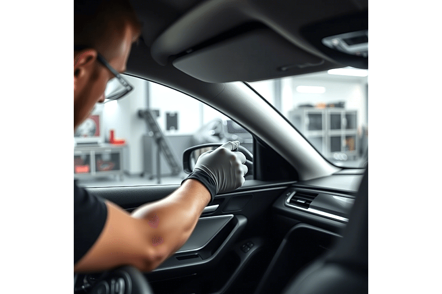 Оклейка пластика салона пленкой в детейлинг центре SA CarLounge в Москве