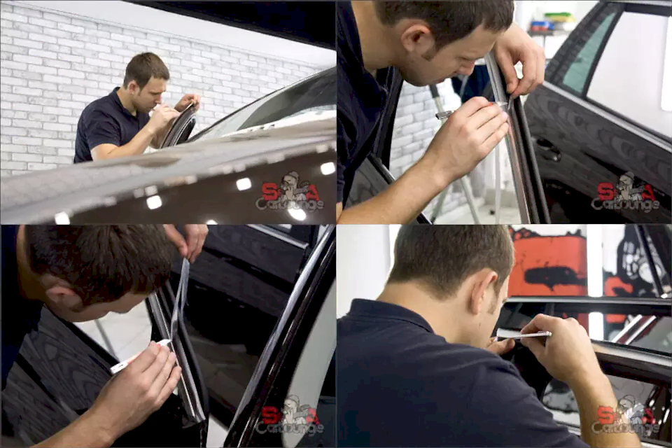 Оклейка оконных молдингов автомобиля Skoda Superb в Москве